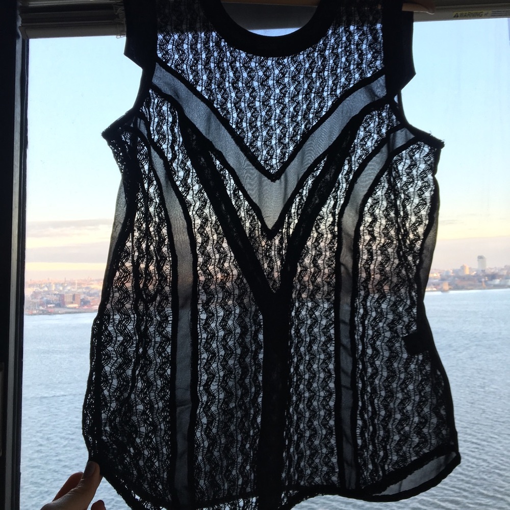 Super sheer lace tank ~ black